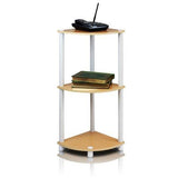 Furinno 12077BE/WH Turn'n'Tube 3-Tier Corner Display Rack Multipurpose Shelving Unit, Beech/White