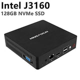 Desktop Mini PC Quad-Core Intel Celeron J3160 Processor (up to 2.24GHz),4G DDR3/NVMe 128GB SSD Pre-Installed with Windows 10 Pro 4K HDMI&VGA