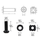 M6 x 16mm Rack Mount Cage Nuts, Screws and Washers for Rack Mount Server Cabinet, Rack Mount Server Shelves, Routers, 50 PACK Rack Mount Screws