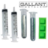 Gallium Liquid Metal 100 Grams, 99.99% Pure Melting Gallium - Two 50g Vials (100g), Two Syringes, Three Silicone Mold Cubes