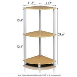 Furinno 12077BE/WH Turn'n'Tube 3-Tier Corner Display Rack Multipurpose Shelving Unit, Beech/White