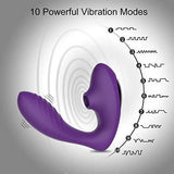 Clitoral Sucking Vibrator, G Spot Clit Dildo Vibrators Waterproof, Rechargeable Clitoris Stimulator with 10 Suction & Vibration Patterns  (Purple)