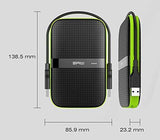Silicon Power 2TB Rugged Portable External Hard Drive Armor A60, Shockproof USB 3.0 for PC, Mac, Xbox and PS4, Black Green