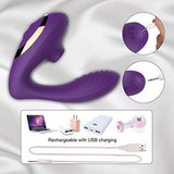 Clitoral Sucking Vibrator, G Spot Clit Dildo Vibrators Waterproof, Rechargeable Clitoris Stimulator with 10 Suction & Vibration Patterns  (Purple)