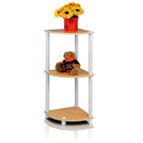 Furinno 12077BE/WH Turn'n'Tube 3-Tier Corner Display Rack Multipurpose Shelving Unit, Beech/White