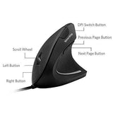 Wired Vertical Mouse, Optical Ergonomic Mouse with 4 Adjustable DPI 800/1200/2000/3200, 6 Buttons USB Computer Mouse with 4 Colors LED Light
