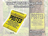 Hy-Ko Products TSR-100 Posted Private Property Tyvek Sign Roll 11" x 11" Yellow, 100 Pieces
