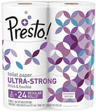 Presto! 308-Sheet Mega Roll Toilet Paper, Ultra-Strong, 24 Count