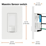 Lutron Maestro Motion Sensor Switch, No Neutral Required, 250 Watts, Single-Pole, MS-OPS2-WH, White