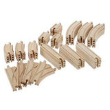 Wooden Train Track 52 Piece Set - 18 Feet Of Track Expansion And 5 Distinct Pieces - 100% Compatible with All Major Brands