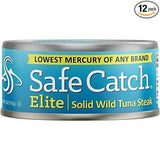 Safe Catch Elite Lowest Mercury Solid Wild Tuna Steak, 5 Ounce Can The Only Brand To Test Every Tuna for Mercury (Pack Of 12)