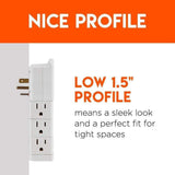 ECHOGEAR On-Wall Surge Protector with 6 Pivoting AC Outlets & 1080 Joules of Surge Protection - Low Profile Design Installs Over Existing Outlets