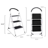 Delxo 3 Step Ladder Folding Step Stool 3 Step ladders with Handgrip Anti-Slip and Wide Pedal Sturdy Steel Ladder 330lbs (3 feet) (3 Step Ladder)
