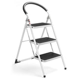 Delxo 3 Step Ladder Folding Step Stool 3 Step ladders with Handgrip Anti-Slip and Wide Pedal Sturdy Steel Ladder 330lbs (3 feet) (3 Step Ladder)