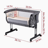 Mika Micky Bedside Sleeper Easy Folding Portable Crib,Grey
