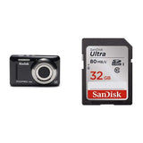 Kodak PIXPRO Friendly Zoom FZ53-BK16MP Digital Camera with 5X Optical Zoom and 2.7" LCD Screen (Black) & SanDisk 32GB Grey/Black (SDSDUNC-032G-GN6IN)