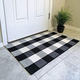 Cotton Buffalo Plaid Rugs Black and White Checkered Rug Welcome Door Mat