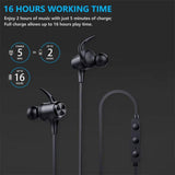 Boltune Wireless Headphones, Bluetooth 5.0 IPX7 Waterproof 16 Hours Playtime Bluetooth Headphones, with Magnetic Connection, Sports Earphones