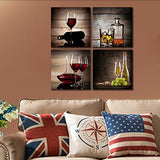 Red Wine Cups HD Modern 4 Pieces Stretched and Framed Abstract Giclee Canvas Prints Artwork
