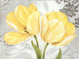 Beautiful Grey & Yellow Poster Set; Birds and Flowers; Two 12x12in and Two 14x11in Black Framed Prints