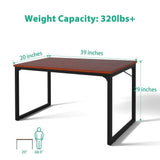 Computer Desk 39", Modern Simple Style Desk for Home Office, Sturdy Writing Desk, Coleshome, Teak
