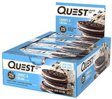 Quest Nutrition Cookies & Cream Protein Bar, High Protein, Low Carb, Gluten Free, Keto Friendly, 12 Count