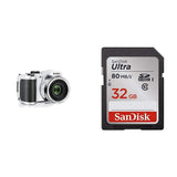 Kodak PIXPRO Astro Zoom AZ252-WH 16MP Digital Camera with 25X Optical Zoom and 3" LCD (White) & SanDisk 32GB Grey/Black (SDSDUNC-032G-GN6IN)