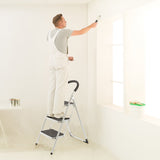Delxo 3 Step Ladder Folding Step Stool 3 Step ladders with Handgrip Anti-Slip and Wide Pedal Sturdy Steel Ladder 330lbs (3 feet) (3 Step Ladder)