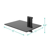 WALI CS201-1 Floating Wall Mounted Shelf with Strengthened Tempered Glasses, black
