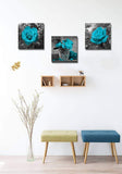 Flower Canvas Wall Art Black and White Themed Teal Rose Flower Canvas Prints Wall Decor