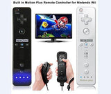 Built in Motion Plus Remote and Nunchuck Controller+Case for Nintendo Wii&Wii U (White)