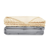 Quility Premium Kids Weighted Blanket & Removable Cover | 07 lbs | 41"x60" Single Size Bed | Premium Glass Beads | Cotton/Minky | Grey/Ivory