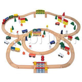 100-Piece Orbrium Toys Triple-Loop Wooden Train Set Fits Thomas Brio Chuggington