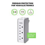 Belkin 3-Outlet USB Surge Protector w/Rotating Plug– Ideal for Mobile Devices, Personal Electronics, Small Appliances and More (918 Joules)