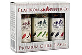Flatiron Pepper Co, Premium Chile Flake Blends Gift Set. Four Pepper Red, Hatch Valley Green, Dark and Smoky Chipotle