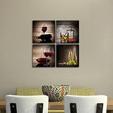 Red Wine Cups HD Modern 4 Pieces Stretched and Framed Abstract Giclee Canvas Prints Artwork