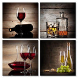Red Wine Cups HD Modern 4 Pieces Stretched and Framed Abstract Giclee Canvas Prints Artwork