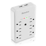 Huntkey 6 AC Outlets Surge Protector with 2 USB Charging Ports 3.4 Amp, SMD607A