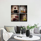 Red Wine Cups HD Modern 4 Pieces Stretched and Framed Abstract Giclee Canvas Prints Artwork