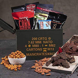 Man Crates Premium Jerky Ammo Can – The Ultimate Gift for Meat Lovers – Includes 3 Beef Jerky Flavors, Gourmet Almonds, Corn Nuggets And More
