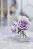 Ling's moment Artificial Flowers African Violet Purple Roses 25pcs Real Looking Fake Roses