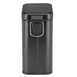 mDesign 5 Liter Rectangular Small Steel Step Trash Can Wastebasket, Garbage Container Bin for Bathroom, Office - Removable Liner Bucket - Black