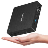 Mini PC Fanless Intel Atom Quad Core CPU 4GB DDR/64GB eMMC Mini Desktop Computer Windows 10 Pro HDMI and VGA Port 2.4/5.8G WiFi BT4.2 USB3.0