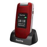Easyfone Prime A1 3G Unlocked Senior Flip Cell Phone, Big Button Hearing Aids Compatible Easy-to-Use Basic Cell Phone with Charging Dock(Red)