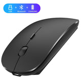 Bluetooth Wireless Mouse, Dual Mode Slim Rechargeable Wireless Mouse Silent Cordless Mouse with Bluetooth 4.0 and 2.4G Wireless, (Black)