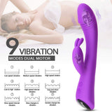 G Spot Rabbit Vibrator with Bunny Ears for Clitoris Stimulation, PALOQUETH Waterproof Dildo Vibrator Clit Stimulator with 9 Vibration Modes Quiet