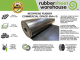 Rubber Sheet Warehouse .062" (1/16") Thick x 12" Wide x 36" Long -Neoprene Rubber Strip Commercial Grade 65A, Smooth Finish, Solid Rubber