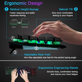 NPET K10 Gaming Keyboard USB Wired Floating Keyboard, Quiet Ergonomic Water-Resistant Mechanical Feeling Keyboard, Ultra-Slim Rainbow LED Backlit