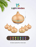 VicTsing Essential Oil Diffuser, 300ml Oil Diffuser with 7 Color Lights and 4 Timer, Aromatherapy Diffuser Cool Mist Humidifier BPA-Free -Wood Grain