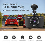 Dash Cam 1080P DVR Dashboard Camera Full HD 3" LCD Screen 170°Wide Angle, WDR, G-Sensor,Loop Recording Motion Detection Excellent Video Images(Black)